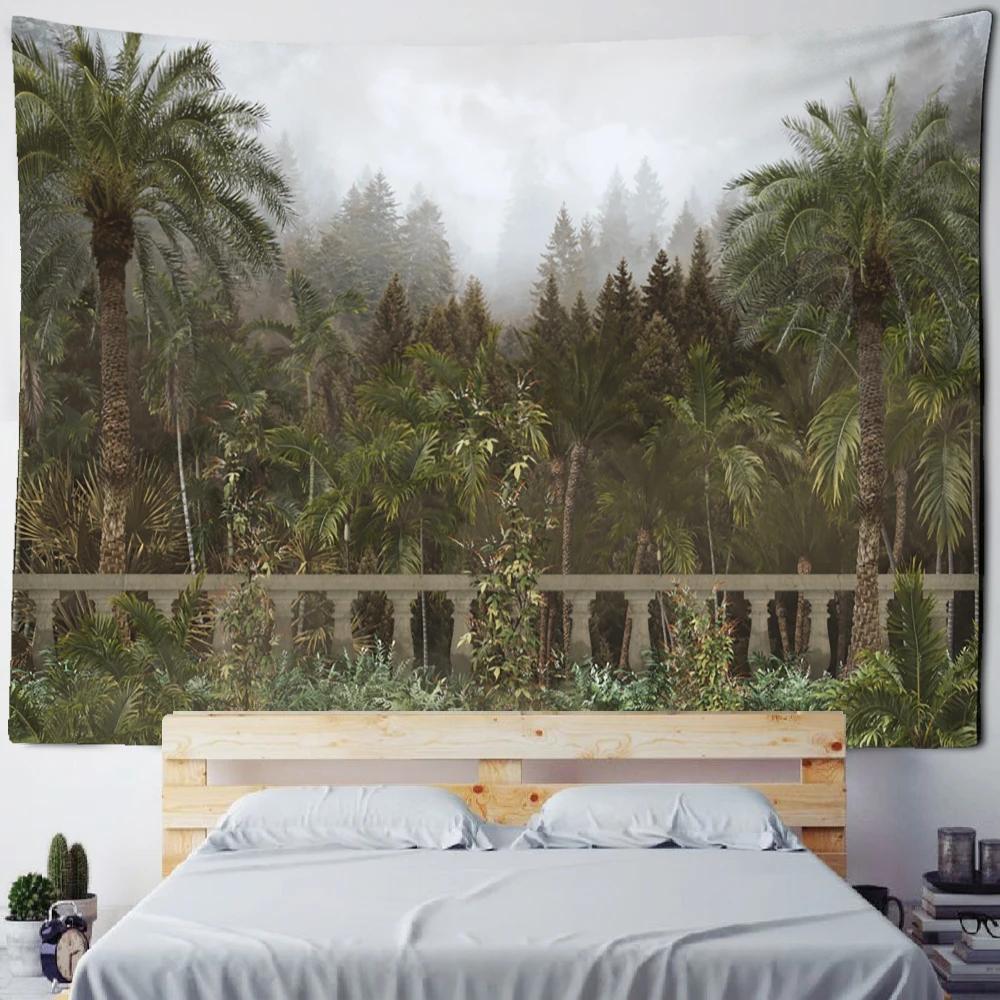 King Palm Landscape Plant Tapestry Natural Simple Psychedelic Tropical Wall Hanging Aesthetics Dormitory Home Decor