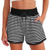 Women's Fashionable Relaxed-fit Striped Shorts With An Elasticated Waist Drawstring And Pockets