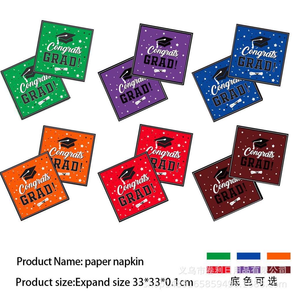 Graduation Season Themed Party Supplies Graduation Season Party Decoration Banner Flag Paper Plate Paper Tissue Tableware Arrangement Props
