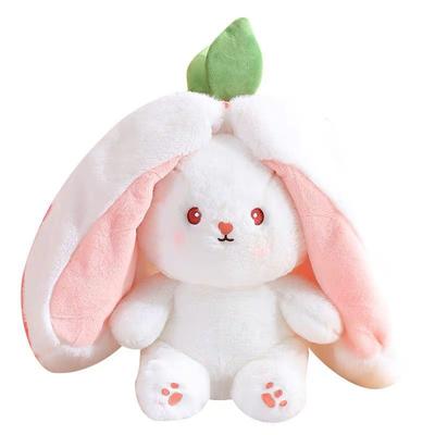 Strawberry Bunny Transformed Into Little Rabbit Fruit Doll Plush Toy, Easter Bunny Plush Toy, Hide and Seek and Seek Rabbit Cuddly Toys