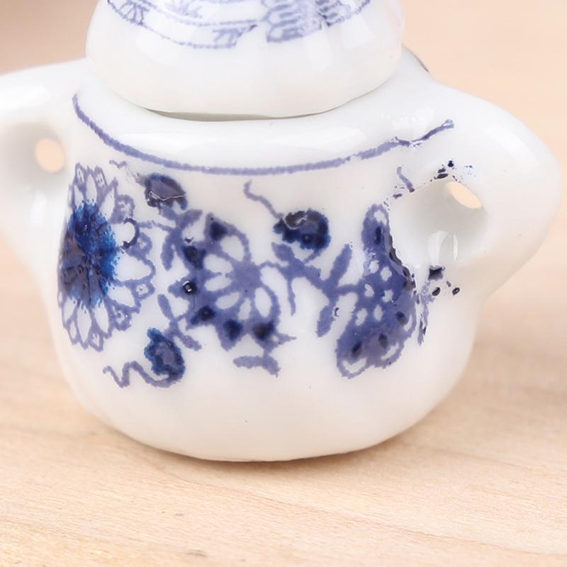 1 Sada 1:12 miniaturních porcelánových keramických čajových šálků domeček pro panenky Nádobí Kuchyňka domeček pro panenky Čajová konvice kutily