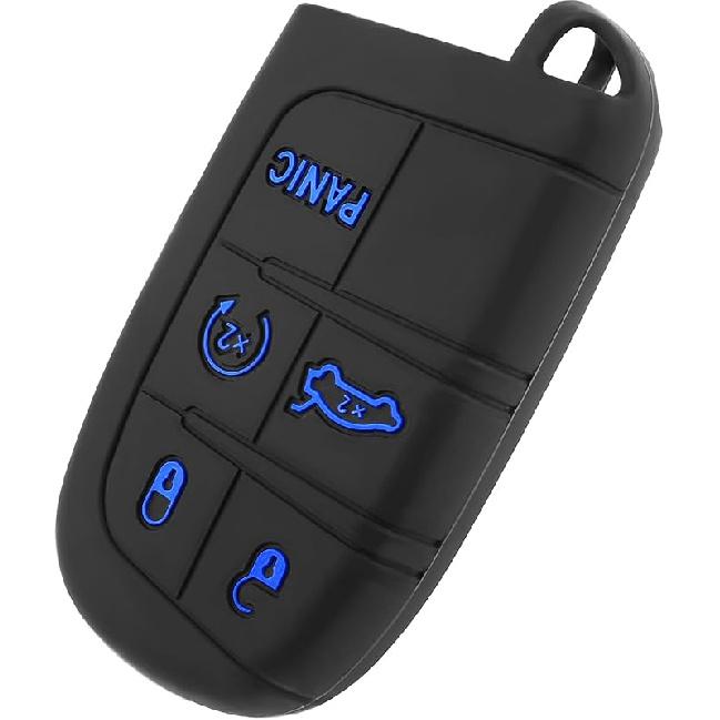 5 Buttons Car Key Fob Cover,Key Fob Case Car Accessories Compatible with Jeep Dodge Chrysler (Blue)