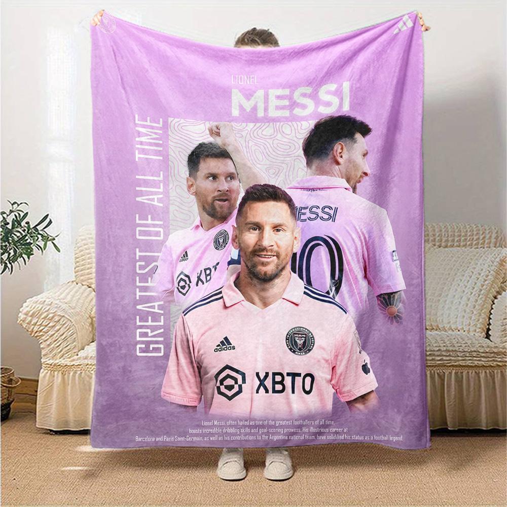 Leo Messi's Iconic Jersey Blanket Warmthful Decor Suitable for Bed Picnics Seaside Four Seasons Universal Stylish Decor Birthday Christmas Gift Blanke