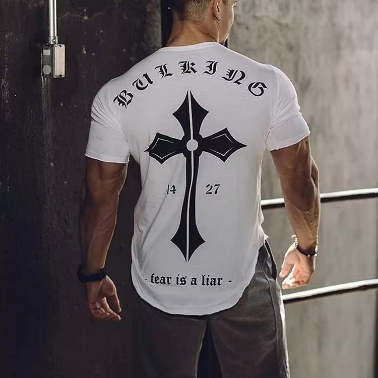 Men's Gym Muscle Bodybuilding Cotton Sport Fit Fitness Casual T-shirt Tee Tops Sport Short Sleeve Shirt Unisex Men Women Summer