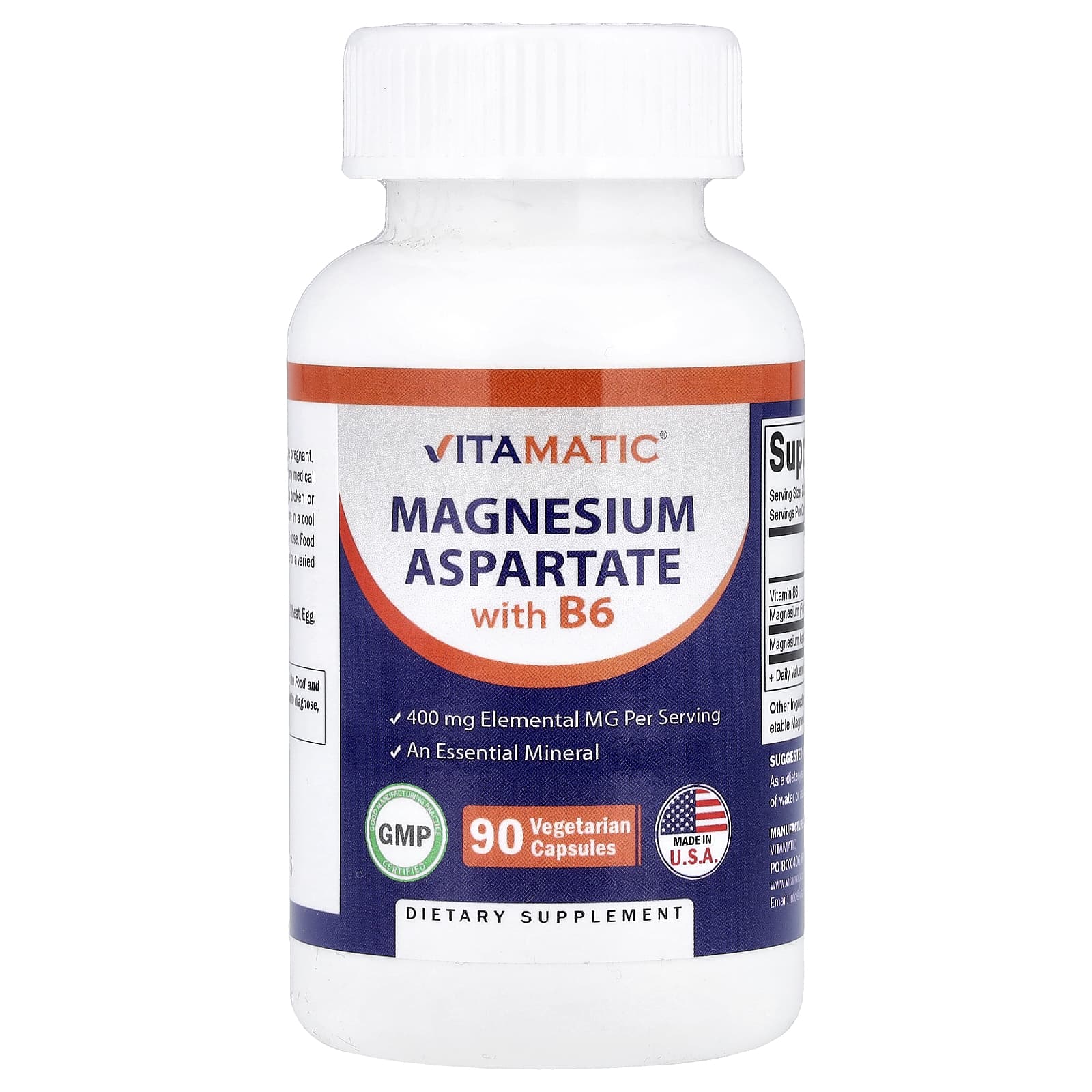 

Vitamatic, Magnesium Aspartate, B6, 90 Veggie Capsules