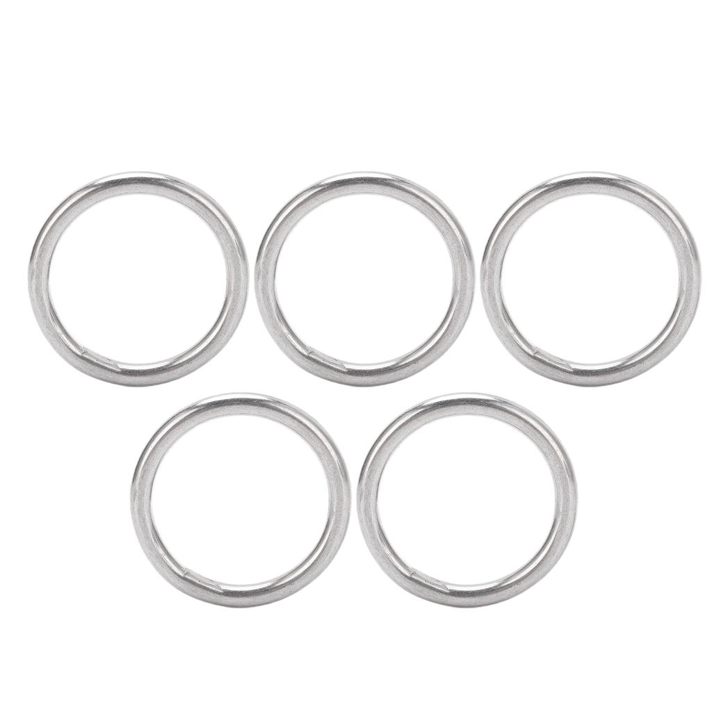 5PCS Welded O Ring Stainless Steel Marine Grade Round Ring for Sailing Diving Luggages4x30mm