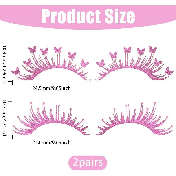 

2Pairs Car Headlight Bling Eyelashes Stickers High Intensity Pink Reflective Waterproof Safety Funny Auto Eyelid Decoration for Car Truck Headlamp