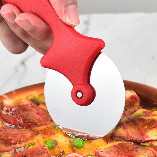 Pizza Cutter Ergonomic Plastic Handle Round Stainless Steel Wheel Scissor Bakeware Food Grade Pizza Slicer Cookie Pastry
