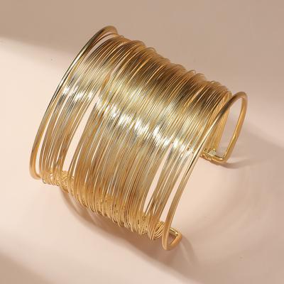 Metall Mehrschichtiger offener Armring Punk Breite Manschettenarmbänder Mädchenschmuck Einfache übertriebene geometrische Pulseras Weihnachtsgeschenk