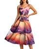Women's Casual Round Neck Sleeveless Dress with Halloween Print for Party and Daily Wear