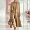 Trench da Donna in Misto Lana Manica Lunga Monopetto Lunghezza Media Cintura da Legare Capospalla Casual Stile Coreano