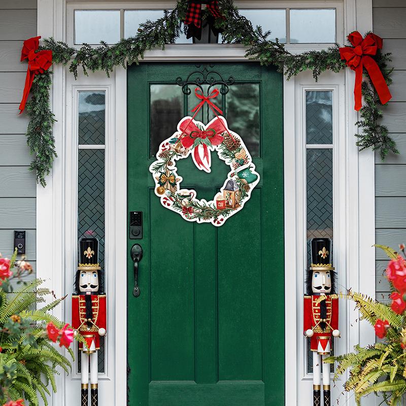 Christmas Porch Door Hanging Banner Christmas Paper Door Decorative Flags Xmas Welcome Sign For  Year Porch Door Banner