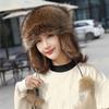 Raccoon Plush Hat with Ears Tail Design Windproof Thickened Winter Warm Plush Ear Protection Hat for Kid Adult