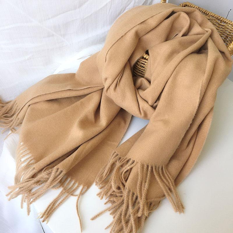 Autumn And Winter Thickened Warm Korean Version Shawl Women'S Fringed Silk Scarf Imitation Cashmere Versatile Solid Color Scarf