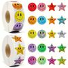 500 Stervormige Ronde Smiley Gezicht Stickers Per Rol