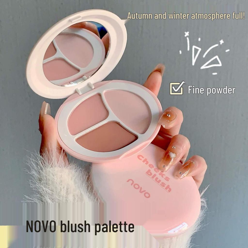 NOVO Three-in-One Blush Palette: Matte, Highlight, Nude - Student Edition.