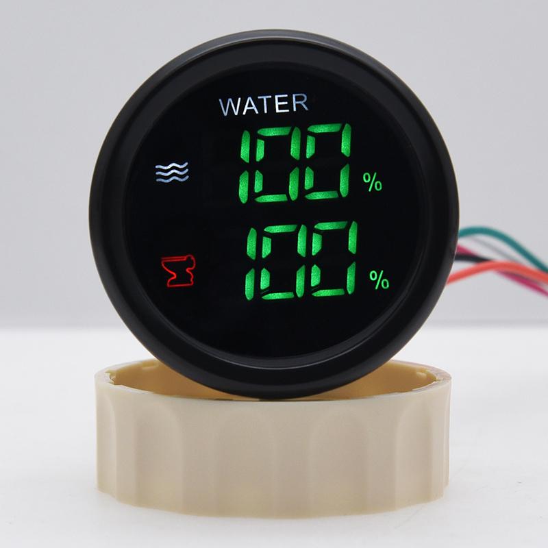 52mm 2 IN 1 Multifunction Gauge Water Level Gauge + Sewage Level gauge With Alarm For Car Boat Marine RV