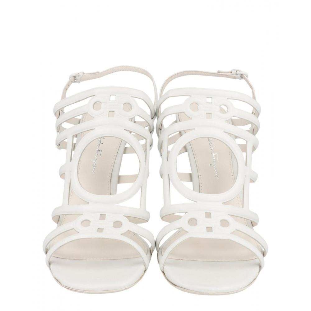 Salvatore Ferragamo Florenza X Slingback Heel Sandals White