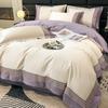 Set da quattro pezzi per letto in cotone a fibra lunga di classe A, lenzuolo con angoli ricamato, lenzuolo con angoli, copripiumino, puro cotone, ad alta densità, ad alto numero di titoli