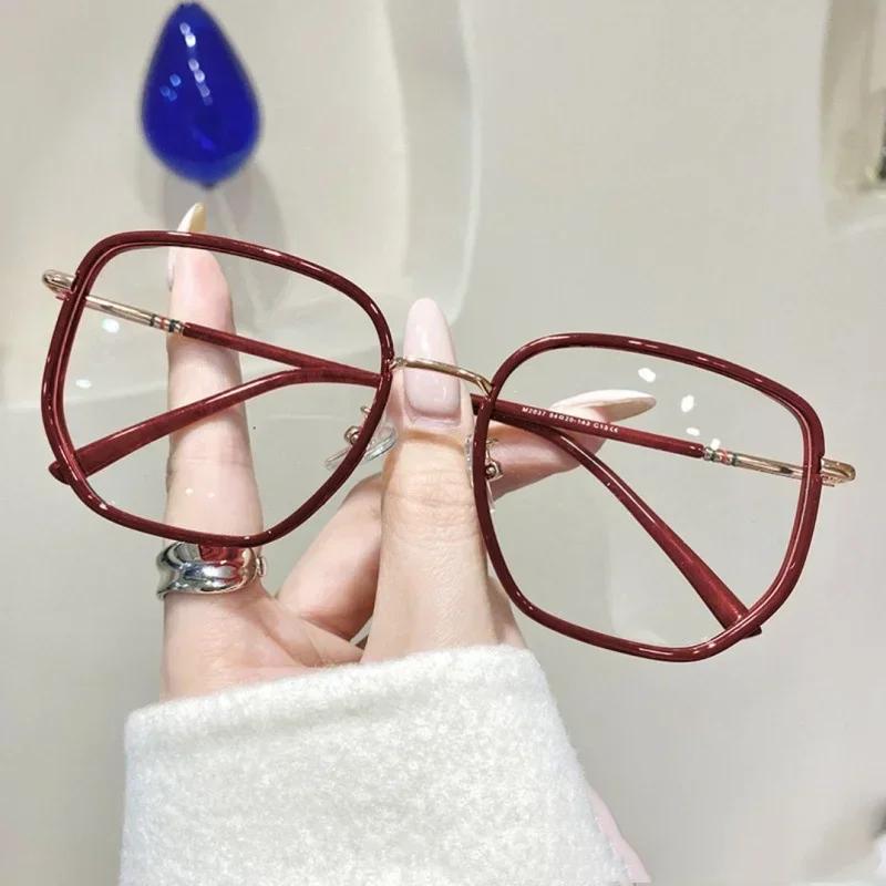 

Прозрачные компьютерные очки в оправе для женщин и мужчин, анти-синий свет, многоугольные очки, блокирующие очки, оптические очки для очков красный