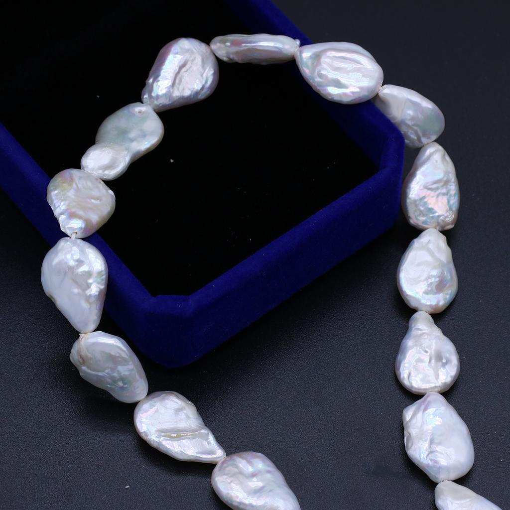 1String, 10×20mm Baroque Natural Freshwater Flat Drop Shape Pearls 36cm Loose Beads for Handmade Jewelry Craft Supplies, DIY Holiday Gifts