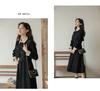 Elegant French Retro Waist-Cinched Corduroy Dress for Women - Slimming, Two-Piece Faux Design for Spring and Autumn