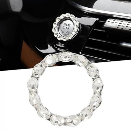 Bling Car Engine Start Button Cover Bling Interior Crystal Push Start White