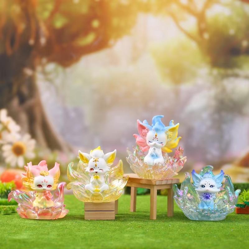 Nine-Tailed Fox Blind Box Glowing Chinese Style Trendy Collectible Figurine Holiday Gift Cultural Creative Souvenir