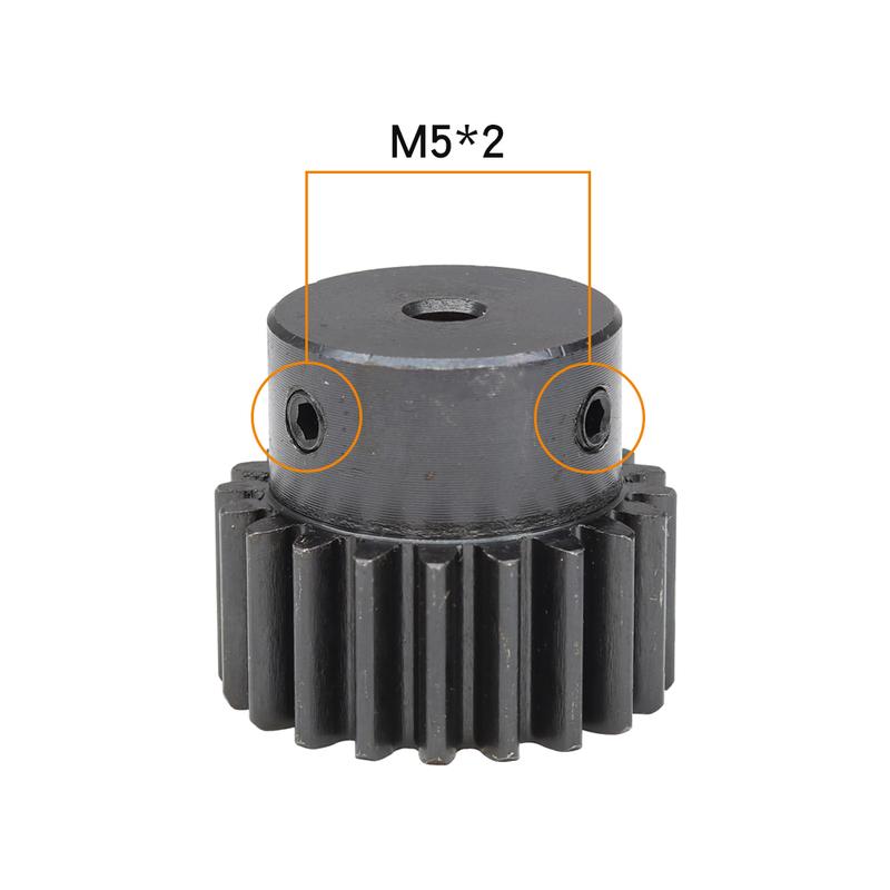Spur Gear 1.5 Module-20T Blackening SC45#Carbon Steel  High Frequency Quenching Gear Bore Size 5/6/6.35/8/10/12/14/15 mm