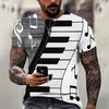 3D Gedrucktes Musik T-Shirt Für Männer Klavier Muster T-Shirts Sommer Lässige Übergroße T-Shirts Rundhals Oberteile Kurzarm Streetwear