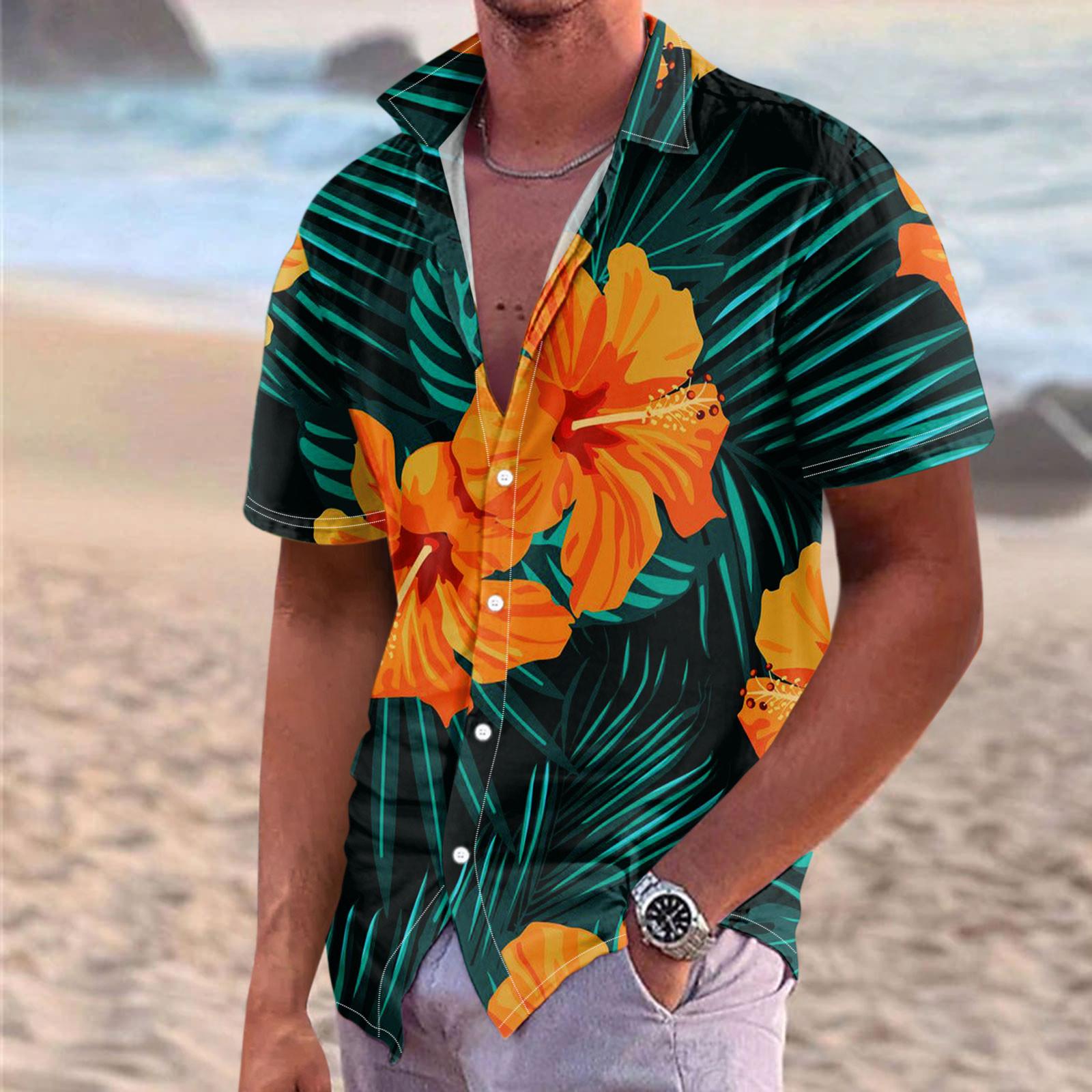 

Гавайская рубашка для мужчин, мужские винтажные рубашки для боулинга на пуговицах, летняя пляжная рубашка с коротким рукавом XXL