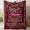 Customized Name Flannel Blanket for Sisters, Suitable for Sofa, Bed, Birthdays, Friends, Gifts