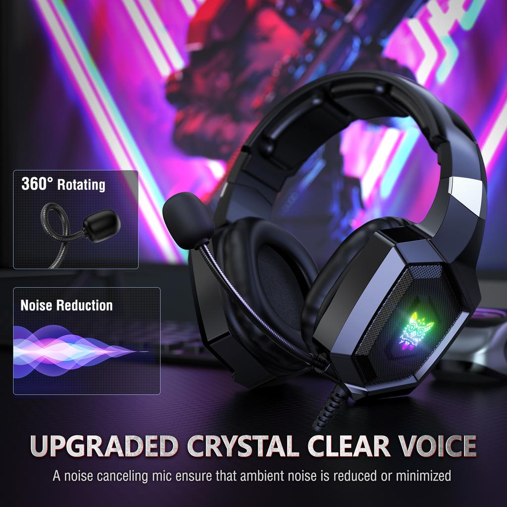 K8 Gaming Headset – Headset Gaming for PS4 New Xbox One, Stereo Over-Ear Headphones & Noise-canceling Microphone with Mic for PC Mac Laptop