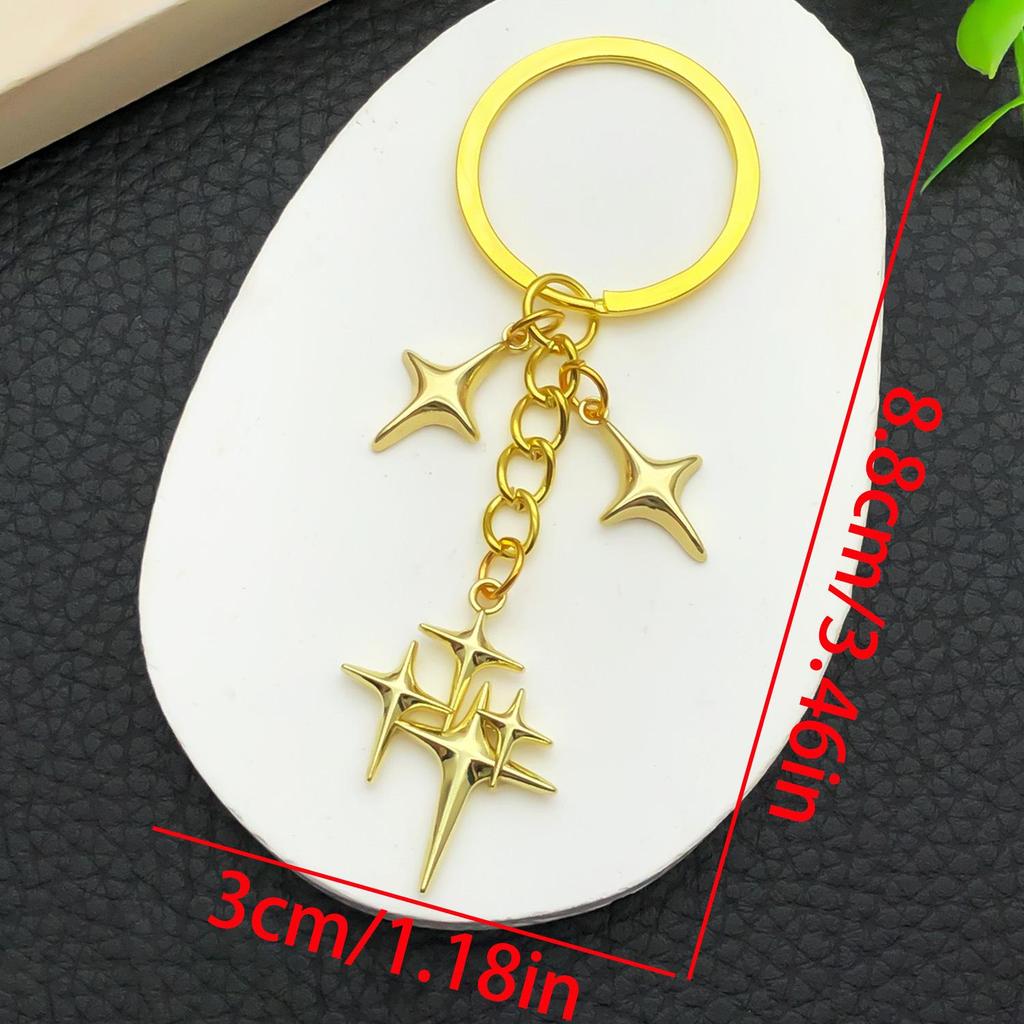 Creative Fashion Zinc Alloy Keychain with Moon and Star Pendant