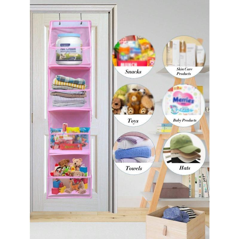 4 Layer Over The Door Hanging Organizer, Cosmetics Wall Hanging Storage Organizer, Large Capacity Mesh Holder With Clear Pockets Hanging Storage Bag