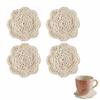 2/4Pcs Knitted Texture Lace Floral Coasters Vintage Round Woven Placemats  Coffee Table