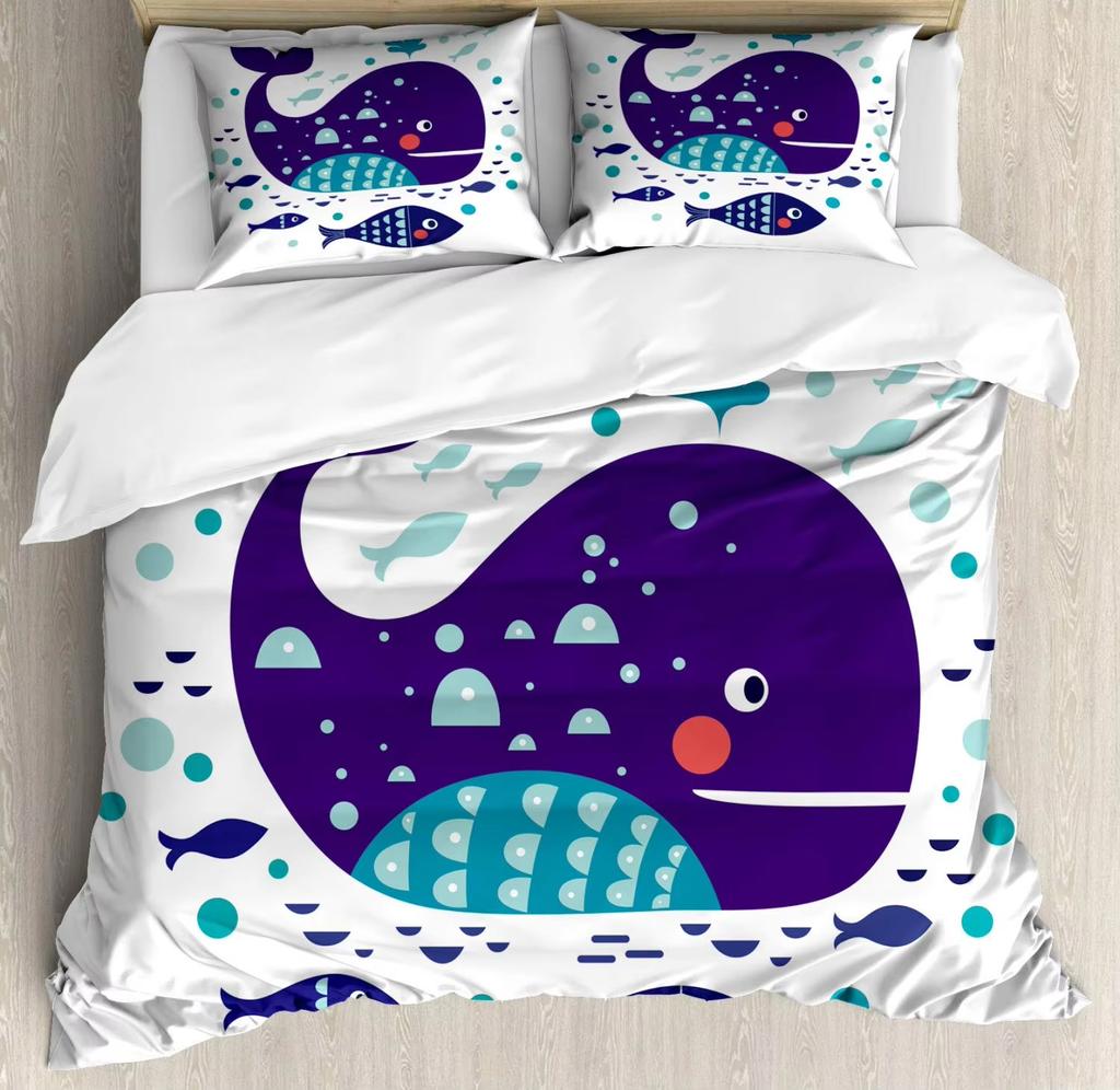 Kiler Whale Soft Duvet Cover Set Underwater World Animals Single Double Beding Children Kids Tens Adult Peoples Rom Ocean Whale Warm Comforter Cover