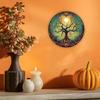1pc Tree of Life Metal Wall Art 8x8 inch Round Golden Sun Branches Aluminum Sign for Home Garden