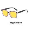 New Retro Night Vision Anti Blue Light Glasses Men‘s High Quality Square Frame No Diopter Reading Glasses with Orange Lenses