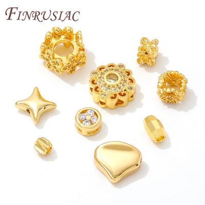 18K Real Gold Plated Large Hole Beads Spacer Beads Separators For Bead DIY Jewelry Making Supplies Bracelets Accessories