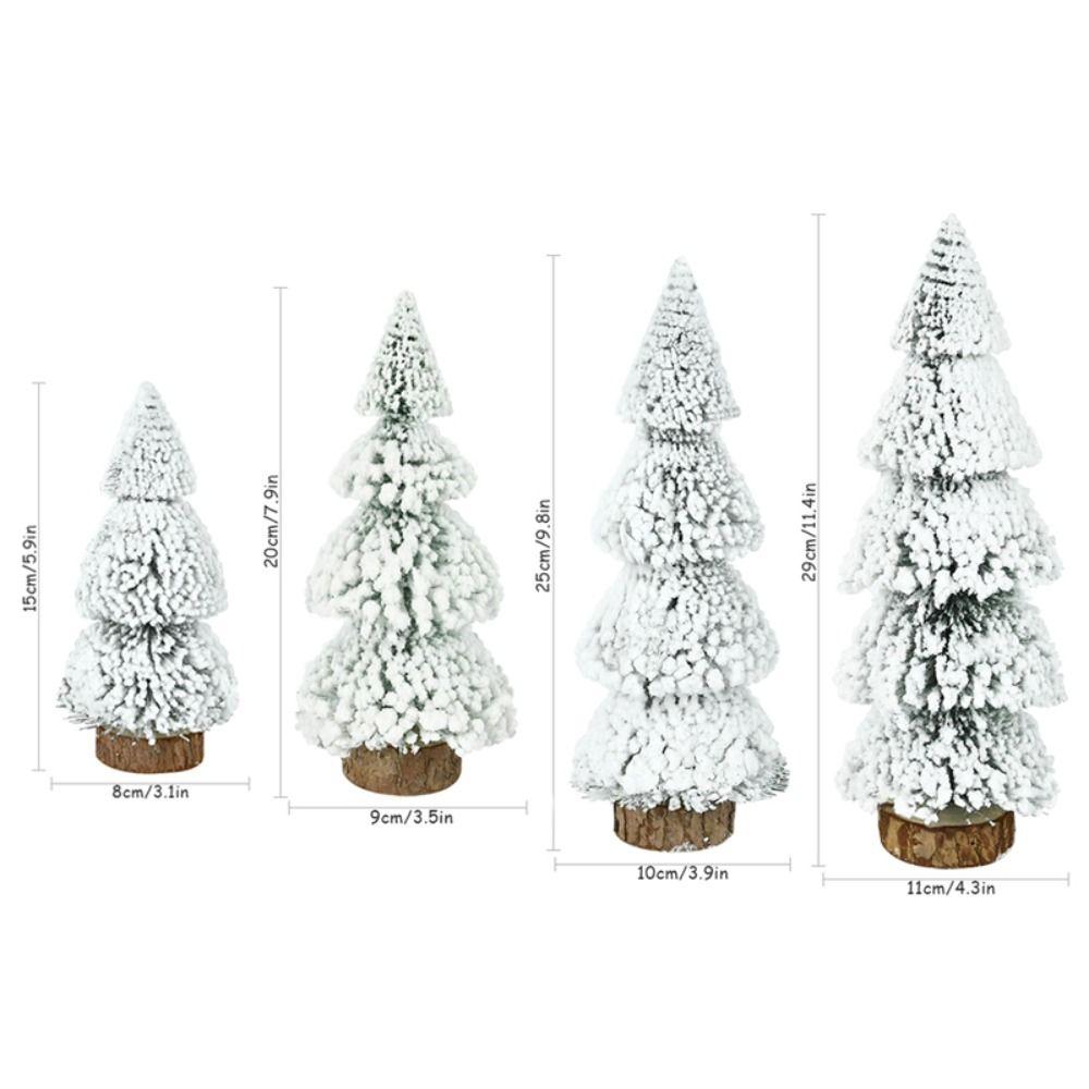 Tower Shaped Mini Snow Pine Tree Stable Mini Christmas Tree Creative Flocked Cedar Tree  Party
