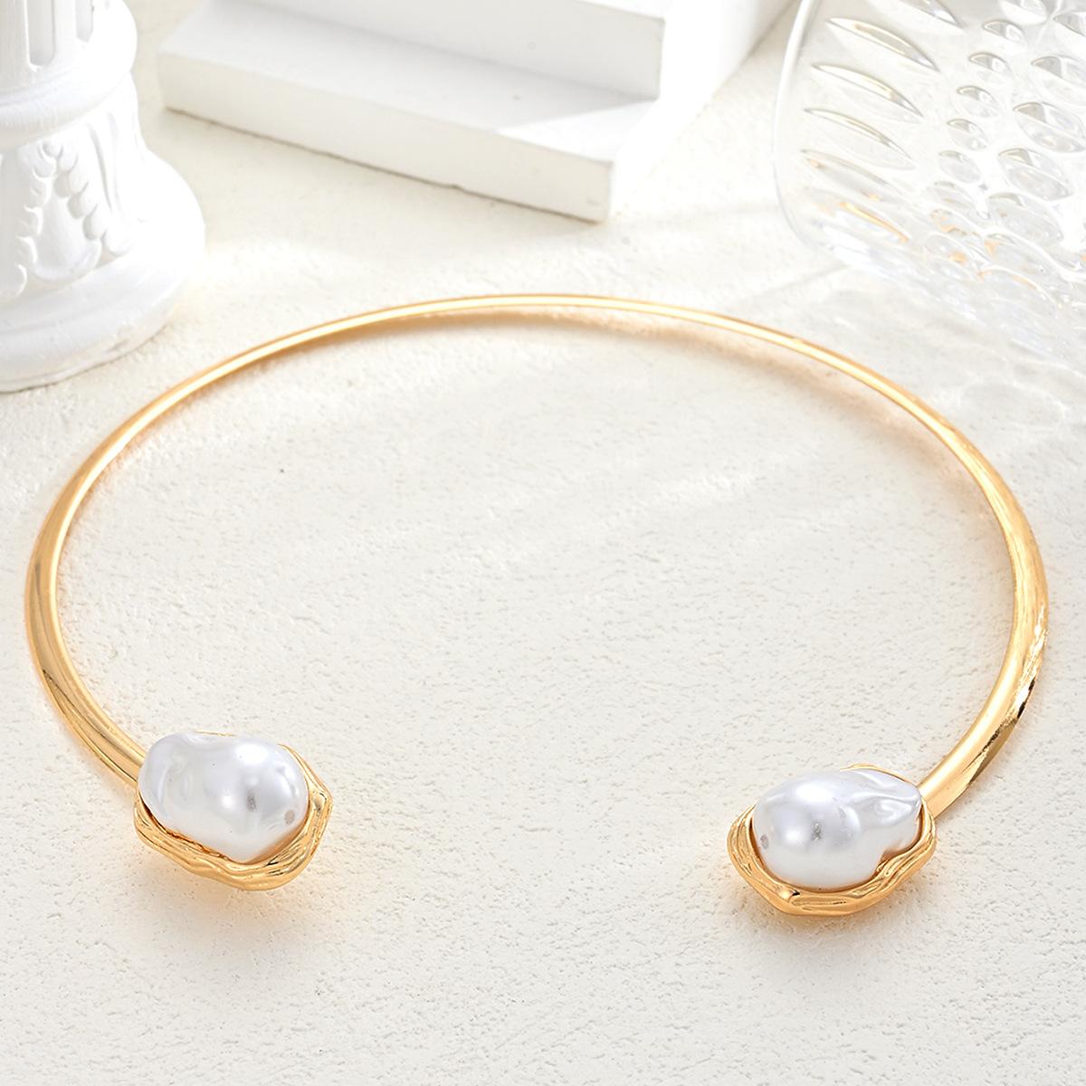 17KM Vintage Irregular Baroque  Necklace for Women Charm  Adjustable Opening  Jewelry Party Gifts