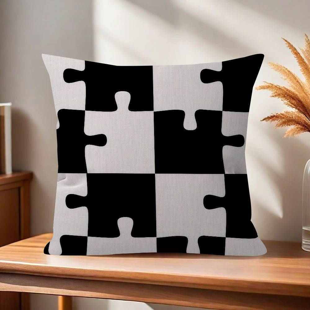Black and White Abstract1  Pillow Covers Cartoon Sofa Decorative Home Doublesided Printing Short Plush Cute Cushion Cover
