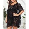 Plus Size Women's Sexy Lace Hollow Out See Through V-Neck Split Beach Dress Cover-ups