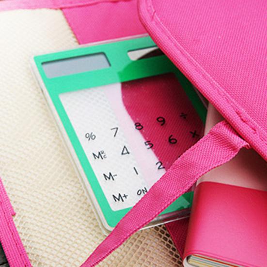 Transparent Calculator 8-Digit Display Calculator Solar Power Supply Calculator for Home School