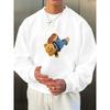 Men'S Sweatshirt With Bear Print, Crew Neck, Comfortable Breathable, Versatile For Daily Wear, Travel, Street, Home, Jogging.
