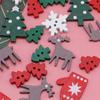 (50 Pcs/pack)Mini Christmas Tree Glove Chip Mixed Decorative Wood Chips Christmas Hanging Decoration Colorful Elk Gift Label DIY