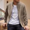 Giacca Cardigan da Uomo in Pelle Scamosciata, Colore Unito, con Zip, Manica Lunga, Casual, Vintage, per Primavera e Autunno