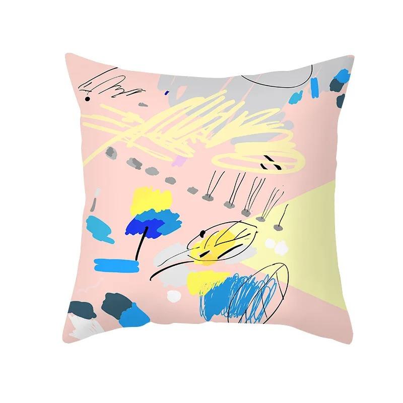 Pink Blue Abstract Decorative Pillowcase Office Living Room Car Ornaments Home Pillowcase