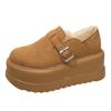 Fashion 7.5CM New Winter Warm Fluffy Sneakers Suede Leather High Platform Snow Shoes for Women Non Slip Plush Casual Chunky Shoes Woman